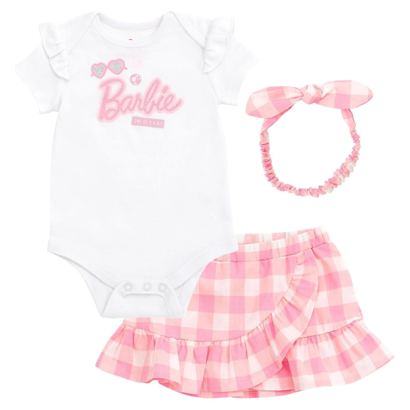 Conjunto de Ropa 3 Piezas Bebés Niñas Barbie Rosa 0-24 Meses