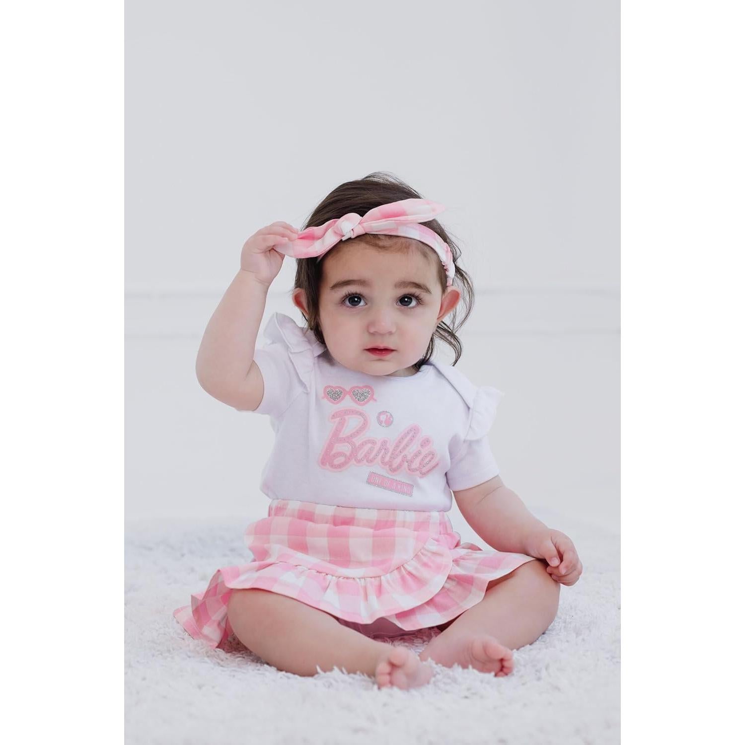Conjunto de Ropa 3 Piezas Bebés Niñas Barbie Rosa 0-24 Meses