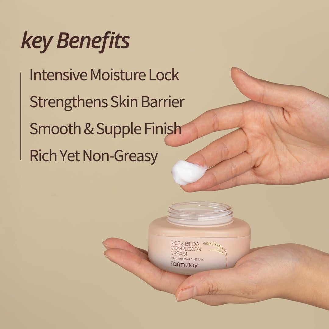 Crema Hidratante de Arroz y Bifida FARMSTAY 120 ml - Corrector de Manchas