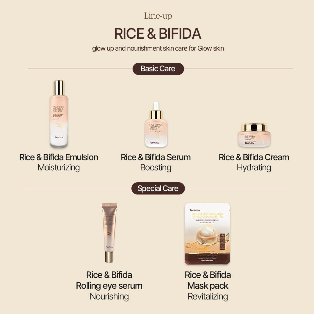 Crema Hidratante de Arroz y Bifida FARMSTAY 120 ml - Corrector de Manchas