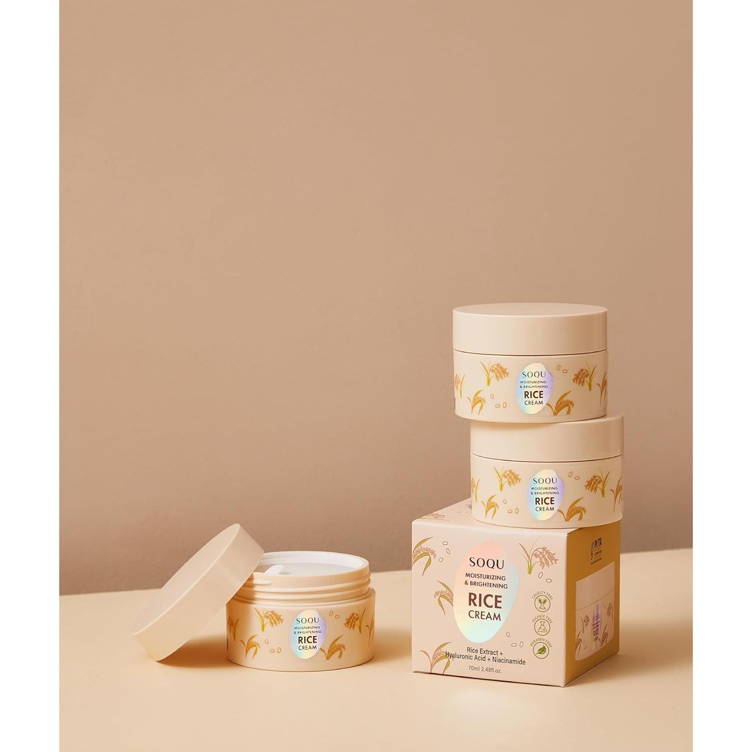 Crema de Arroz Hidratante Soqu 70g - Ilumina y Uniforma Piel