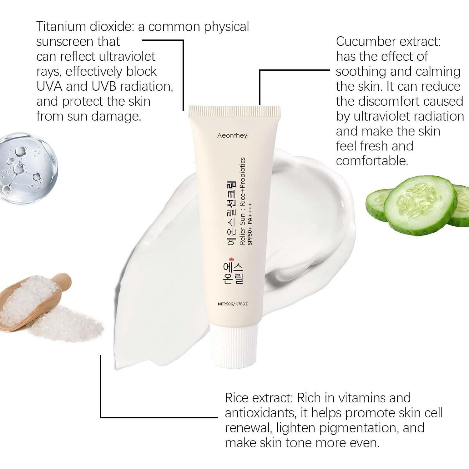 Protector Solar Orgánico SPF50+ Aeonthryl - Hidratación y Protección UVA/UVB