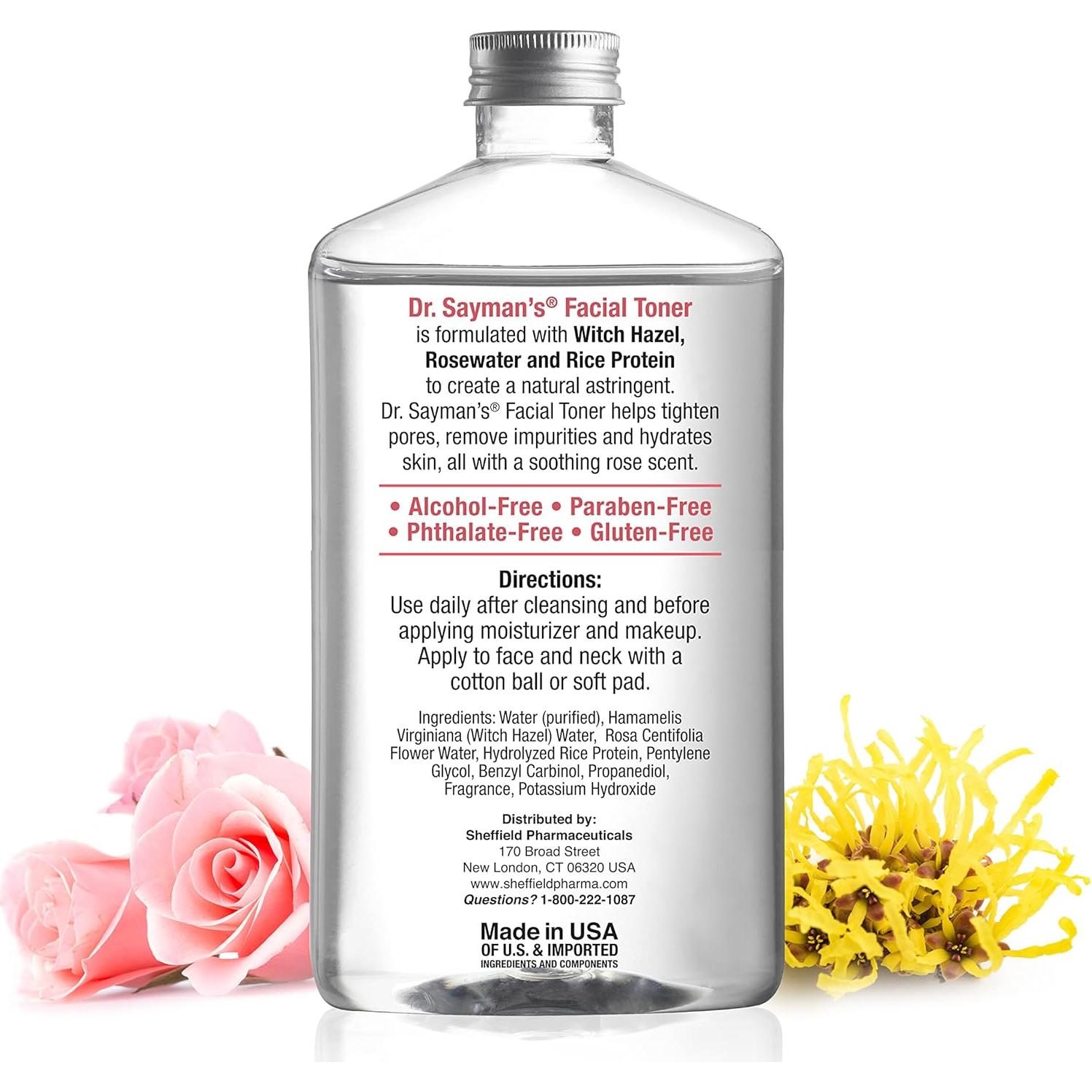 Tónico Facial Sin Alcohol Dr. Saymans 255 g con Hamamelis y Rosa