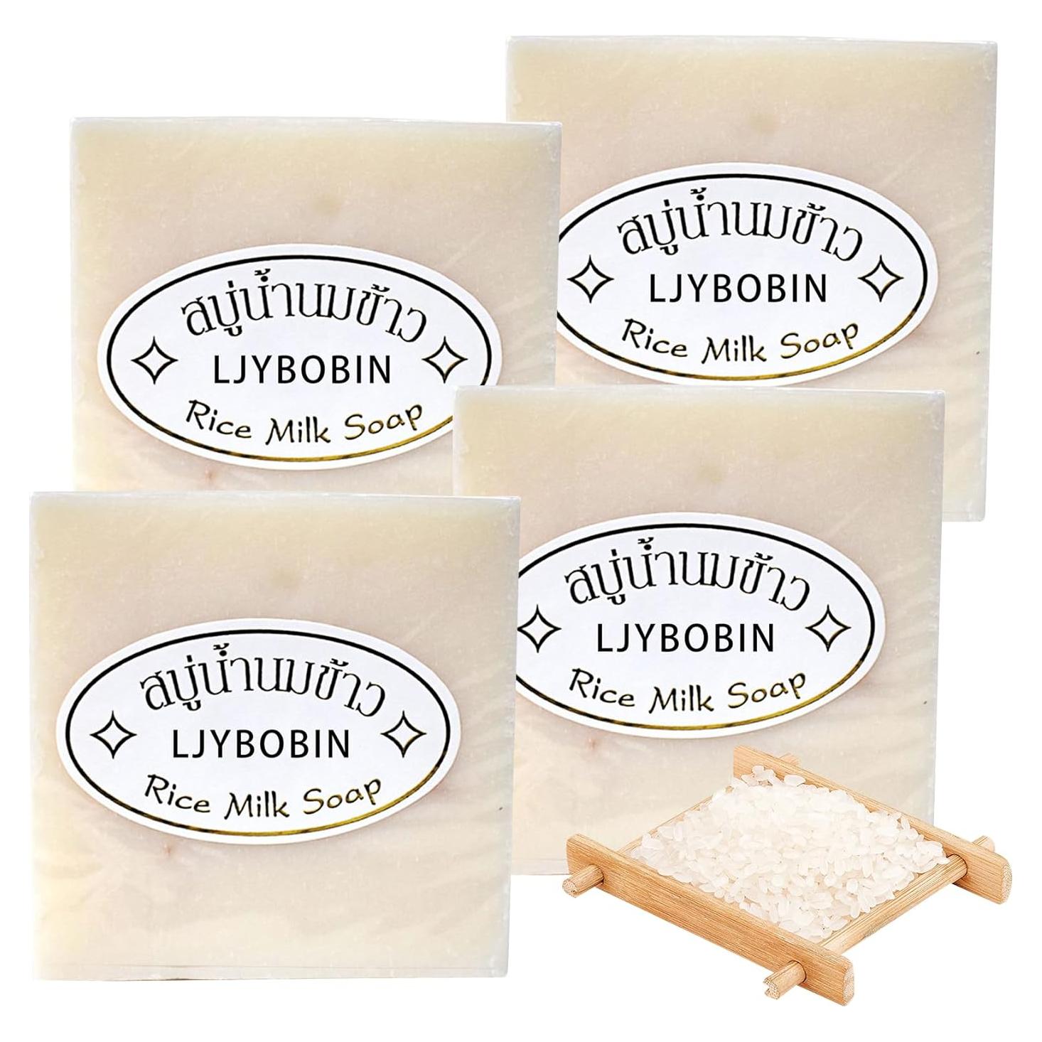 Jabón Vegano de Arroz 4Pcs - Hidratante y Suave para Piel