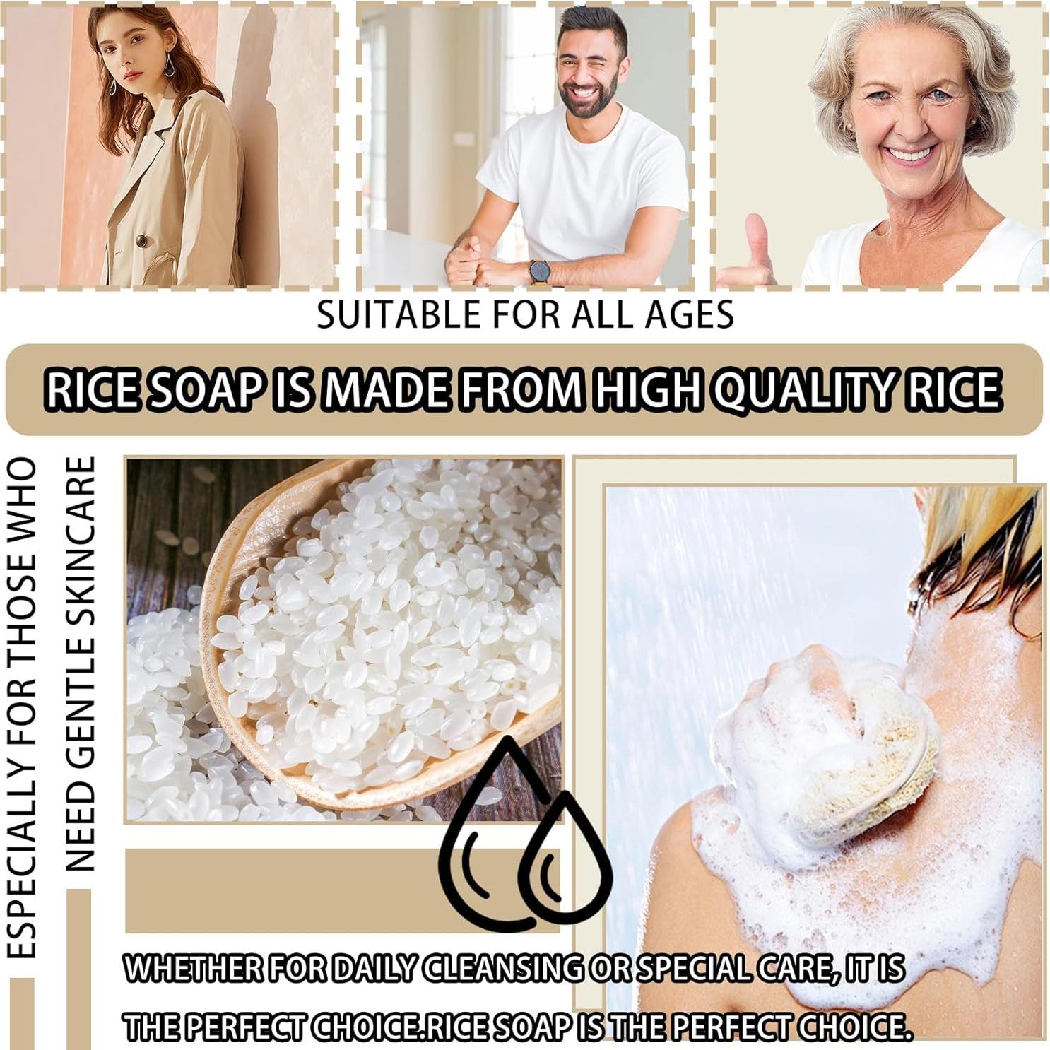 Jabón Vegano de Arroz 4Pcs - Hidratante y Suave para Piel