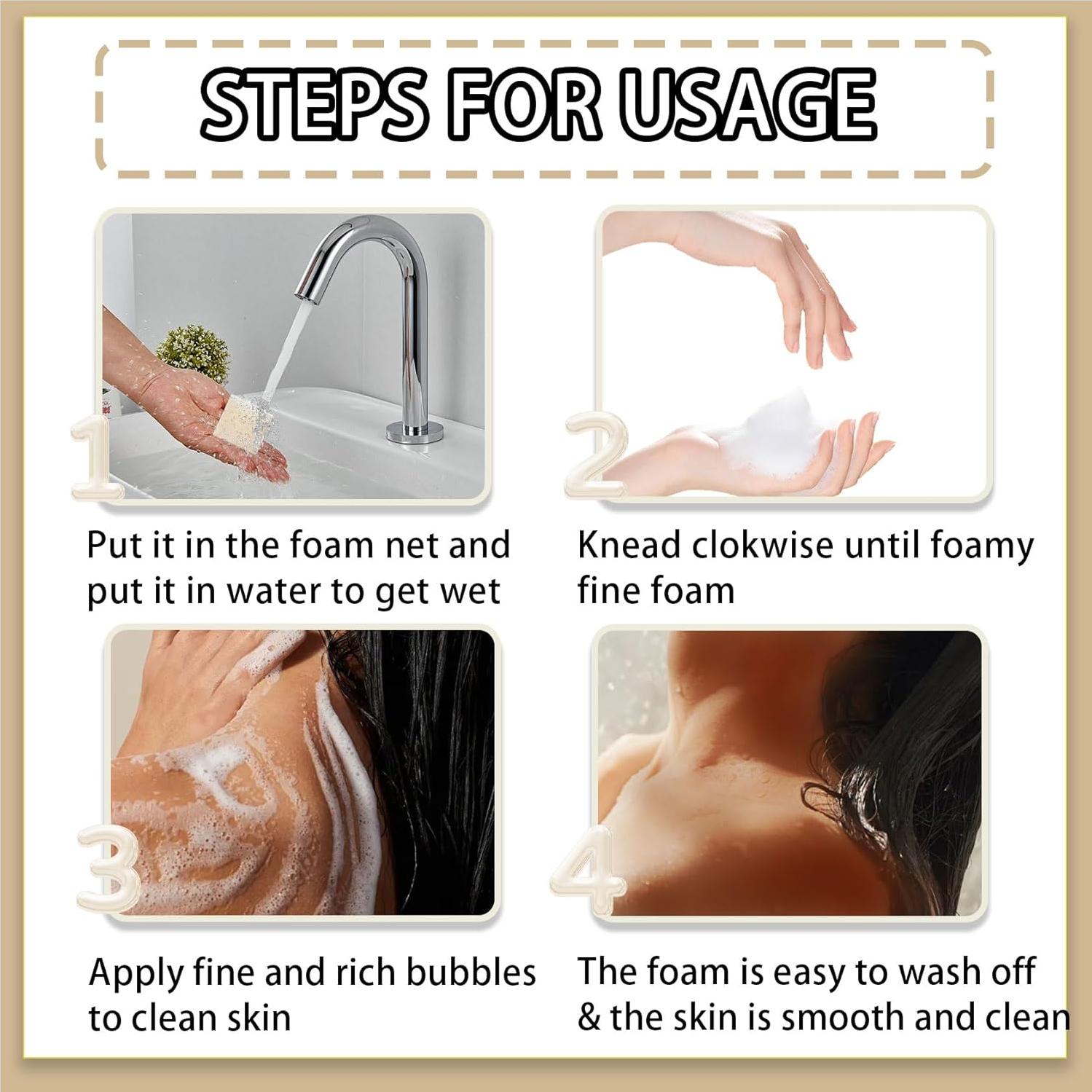 Jabón Vegano de Arroz 4Pcs - Hidratante y Suave para Piel