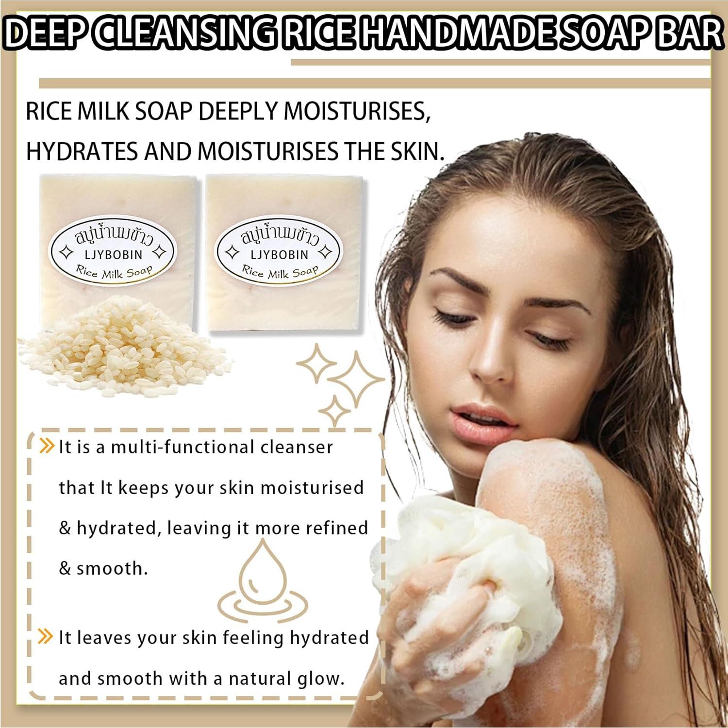 Jabón Vegano de Arroz 4Pcs - Hidratante y Suave para Piel