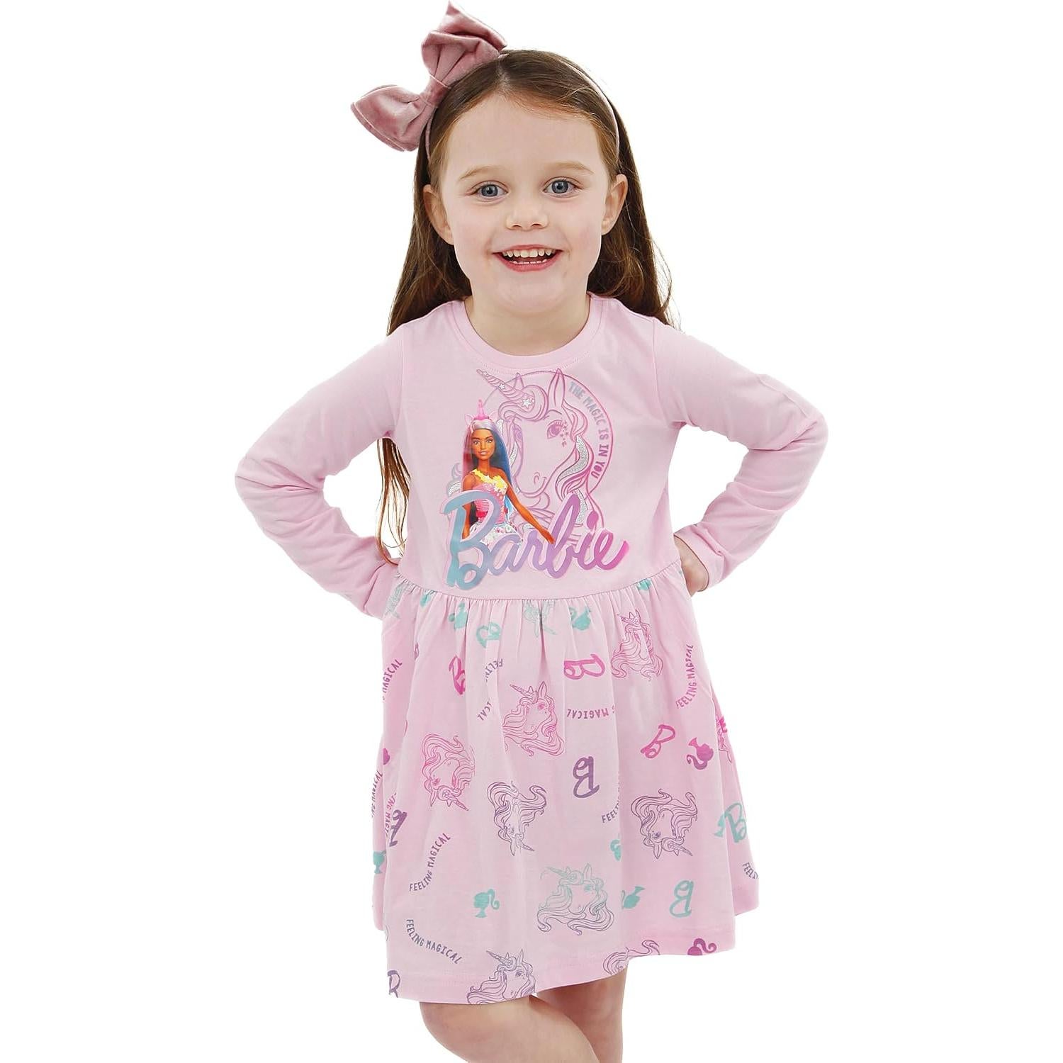 Vestido de Unicornio Barbie Rosa para Niñas - Modelo K55200