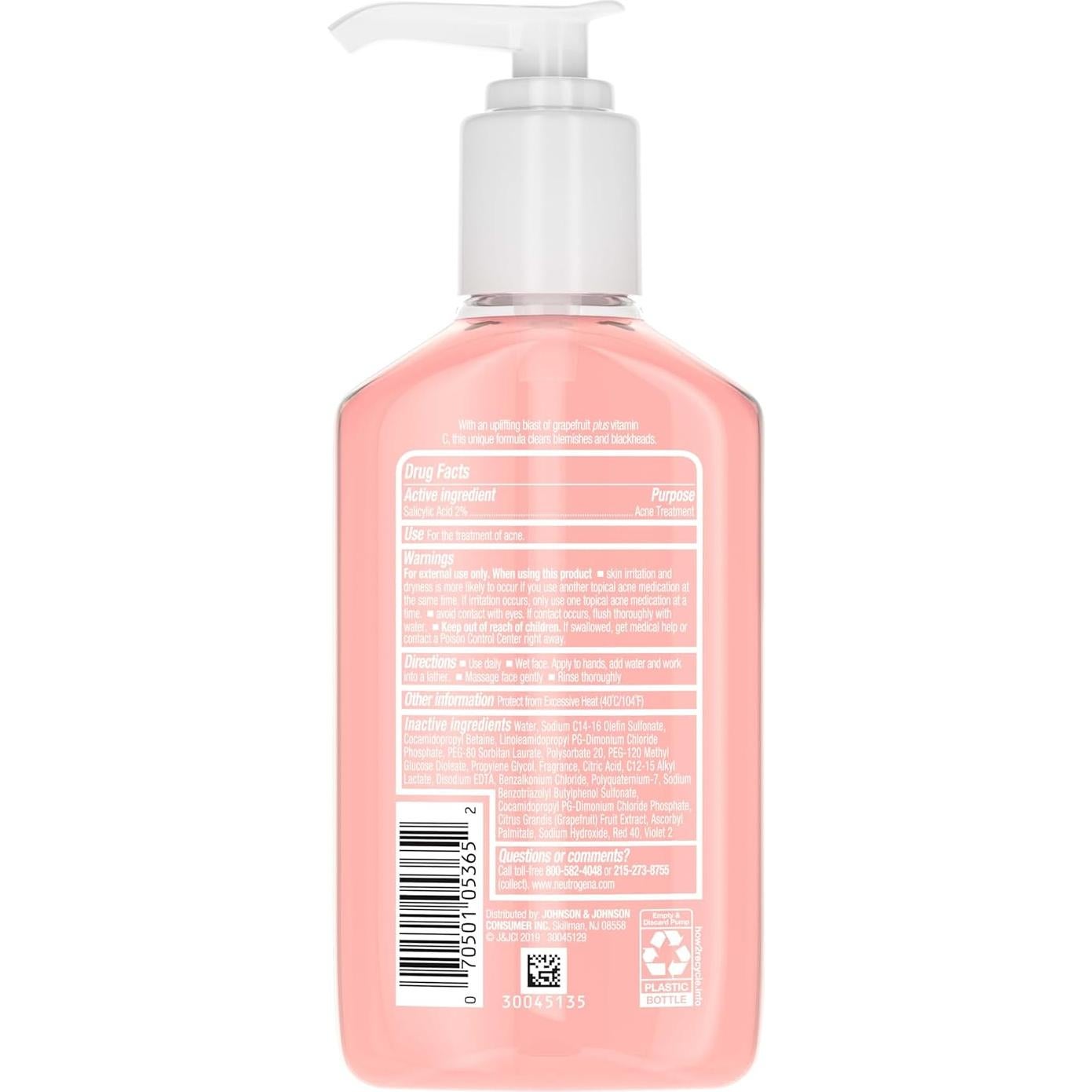 Limpiador Facial Sin Aceite Neutrogena Pomelo Rosa 177 ml x3