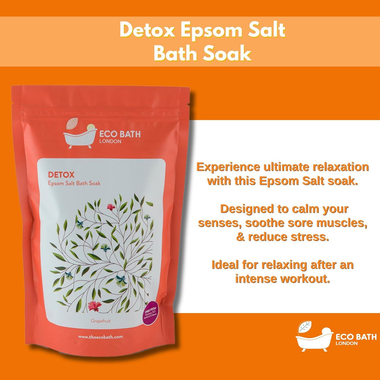 Baño de Sal Epsom Detox Eco Bath London 1kg con Pomelo