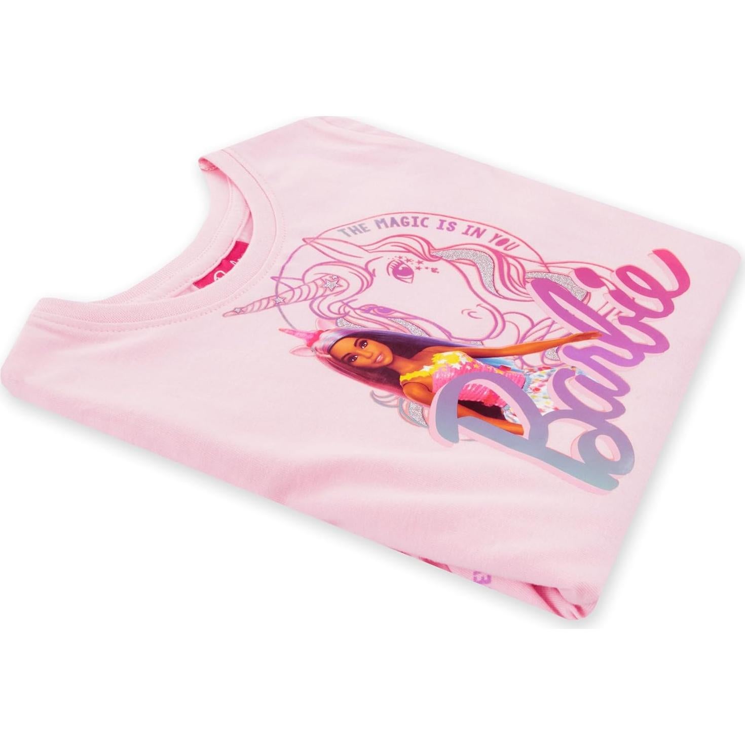Vestido de Unicornio Barbie para Niñas | Manga Corta Rosa