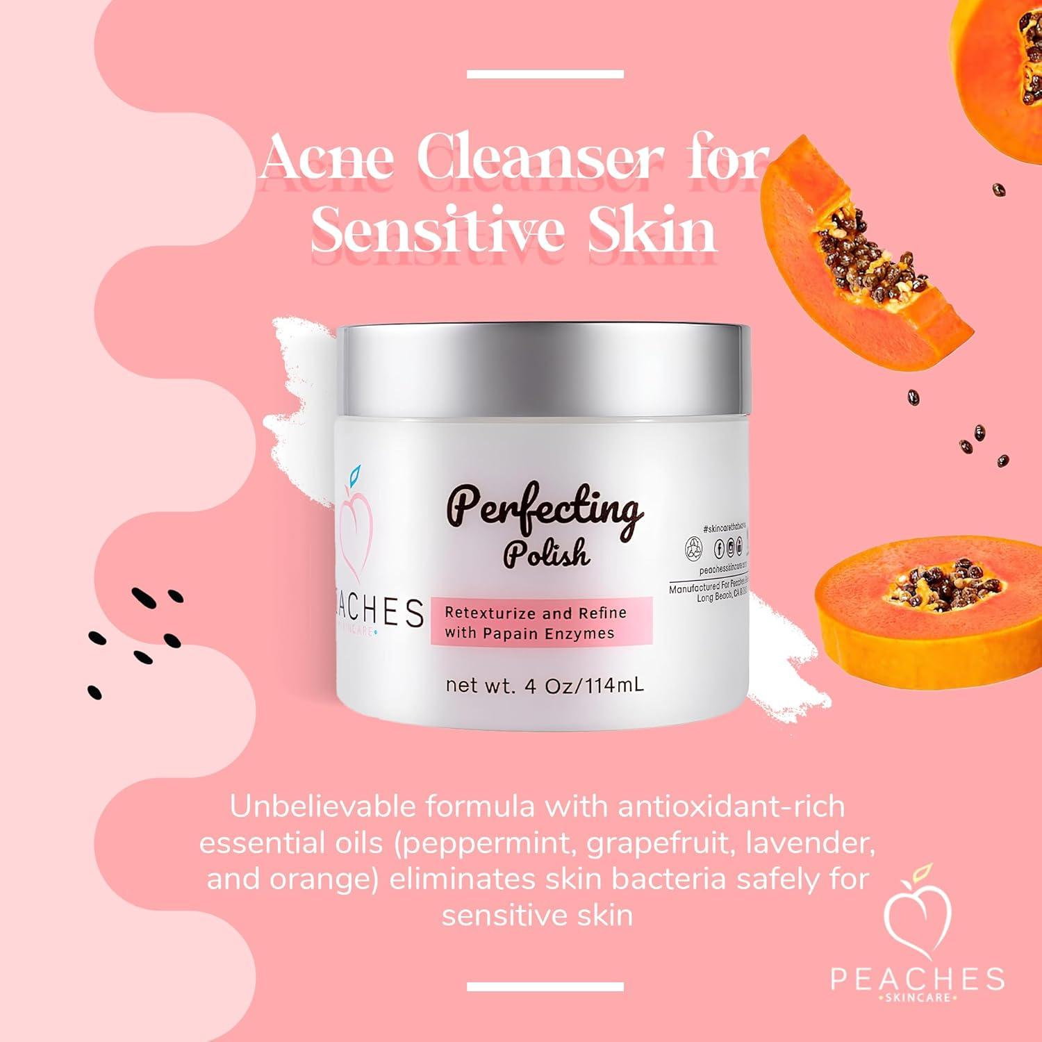 Exfoliante Facial Suave Peaches Skincare 168.5 g - Vegano con Azúcar y Lavanda