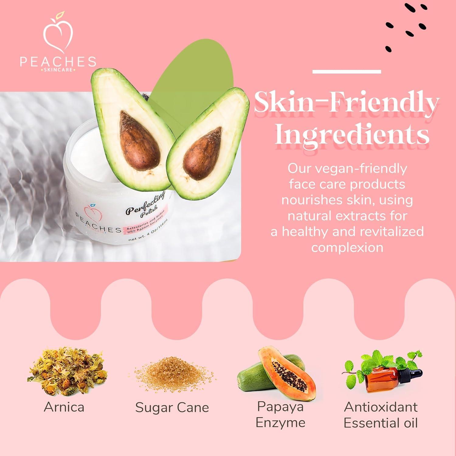 Exfoliante Facial Suave Peaches Skincare 168.5 g - Vegano con Azúcar y Lavanda