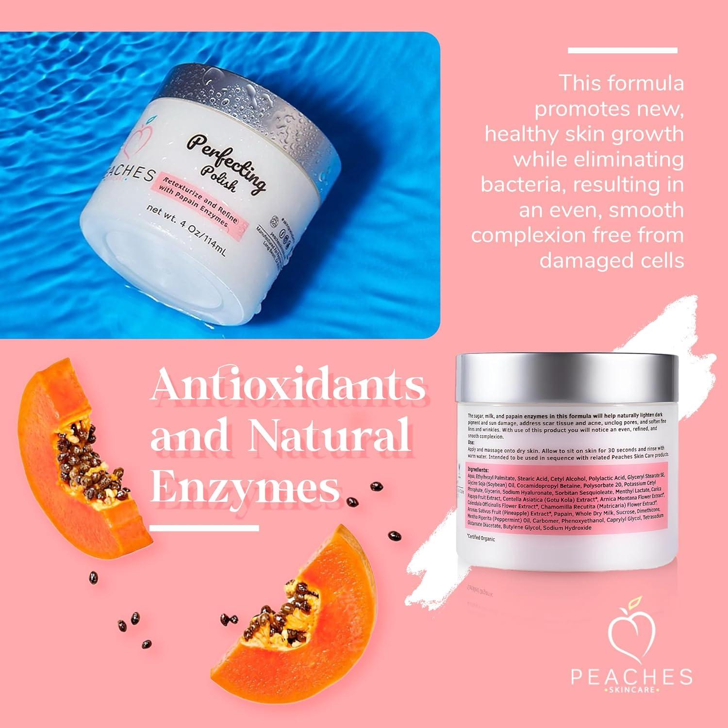 Exfoliante Facial Suave Peaches Skincare 168.5 g - Vegano con Azúcar y Lavanda