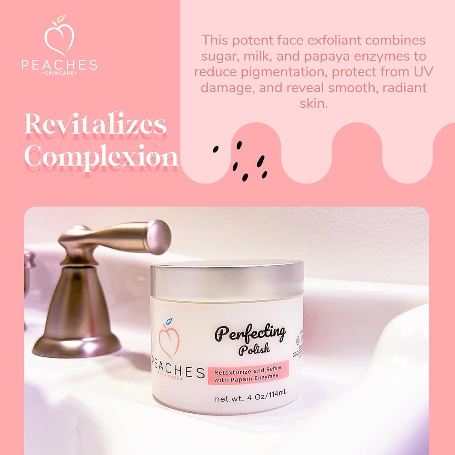 Exfoliante Facial Suave Peaches Skincare 168.5 g - Vegano con Azúcar y Lavanda