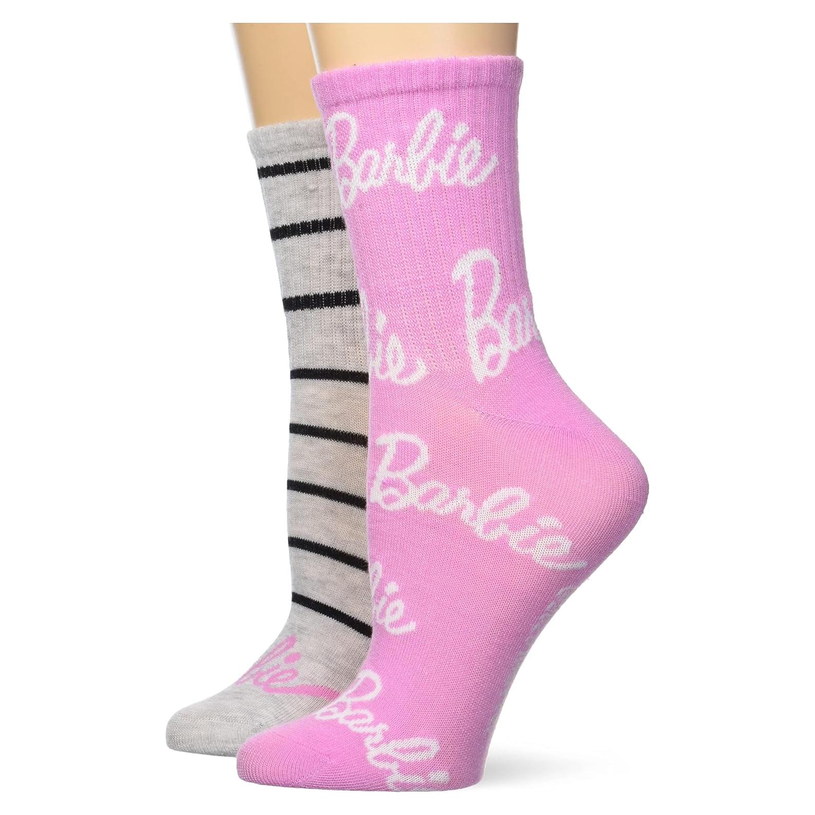 Calcetines Mid Crew Barbie para Mujeres - 2 Pares Rosa y Gris