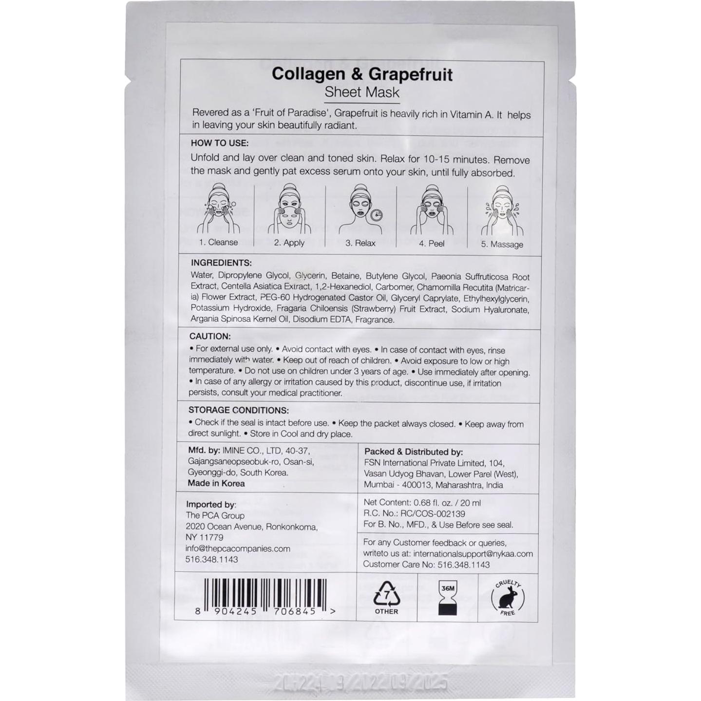 Máscara Facial Burbujeante Nykaa Naturals Colágeno Pomelo 19g