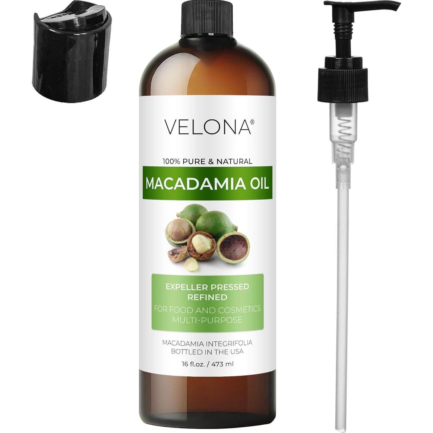 Aceite de Nuez de Macadamia 473 ml Velona - 100% Puro y Natural