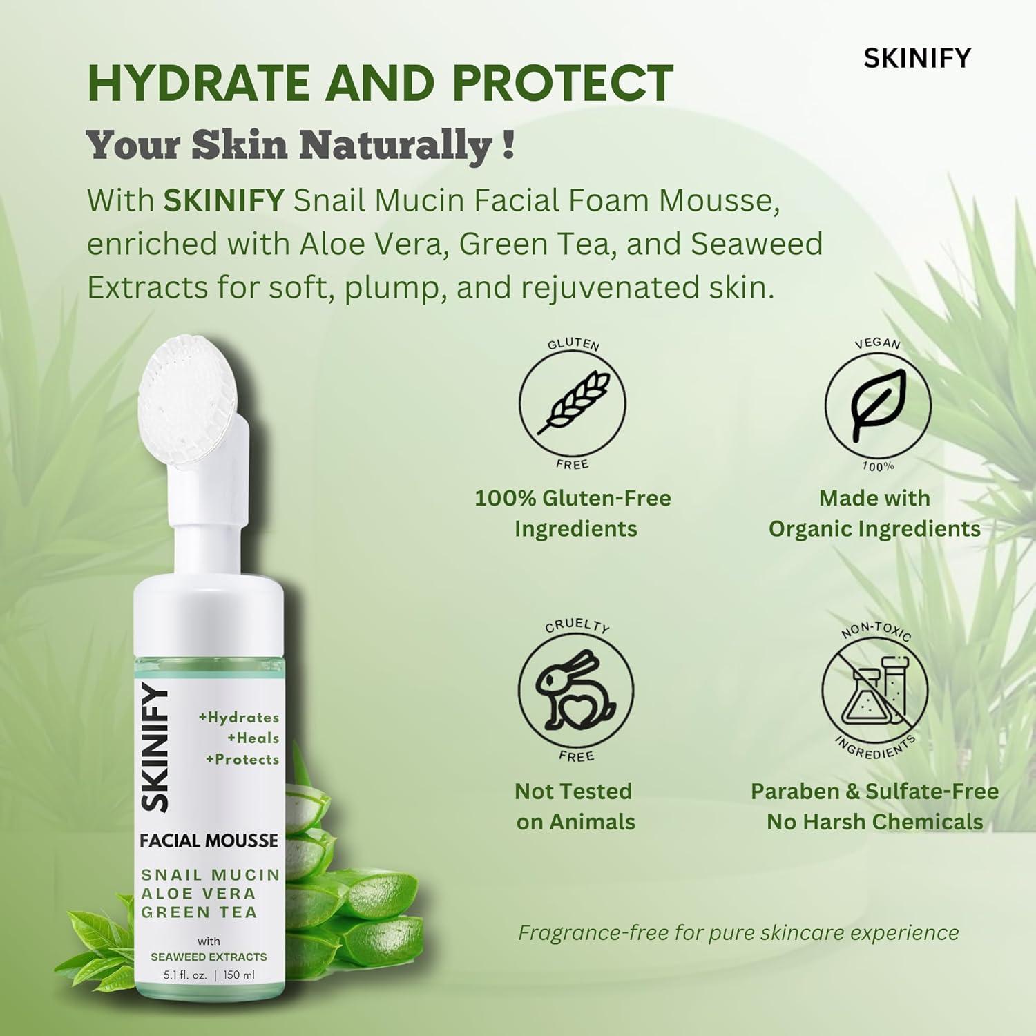 Limpiador Facial Espumoso SKINIFY con Cepillo Exfoliador 150 ml