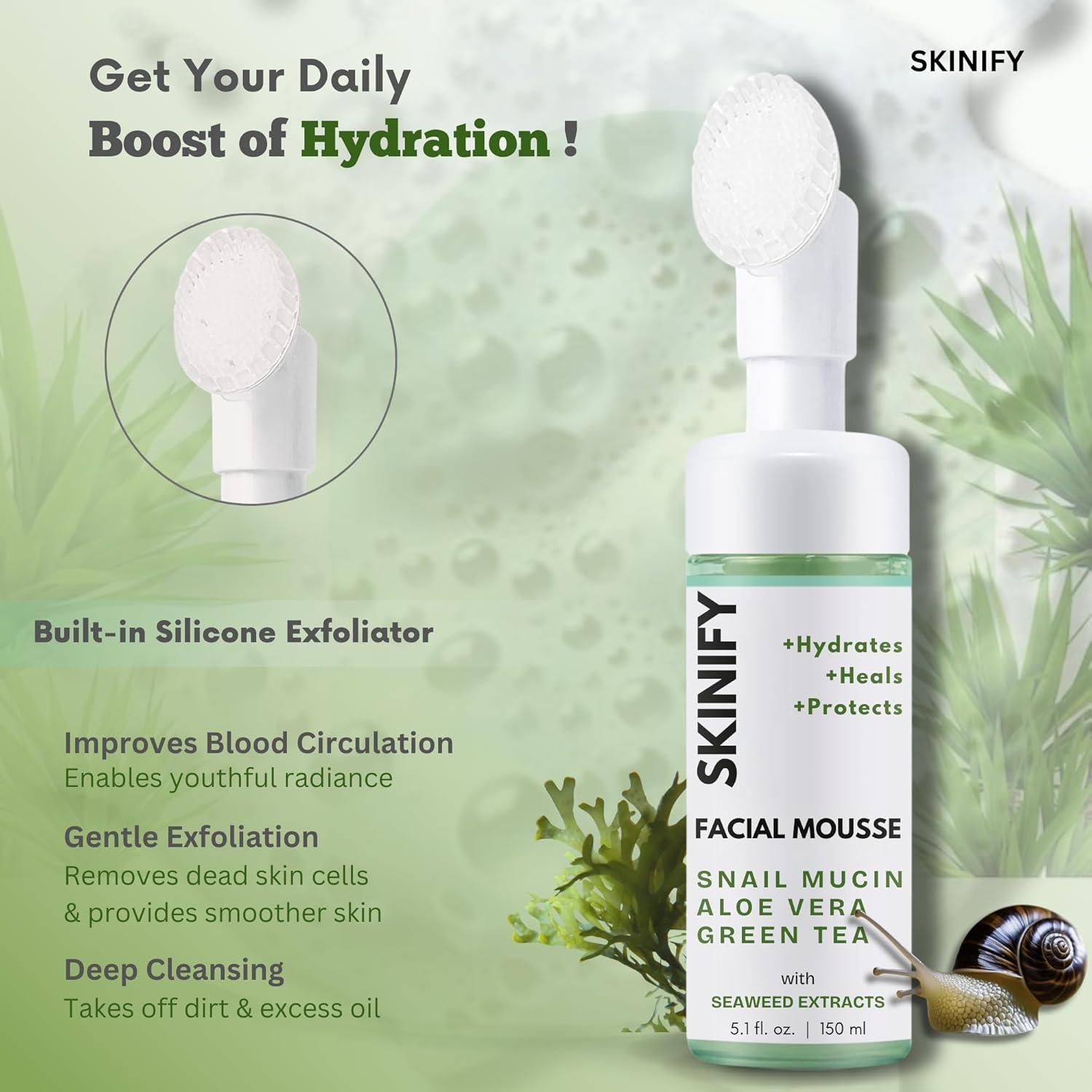 Limpiador Facial Espumoso SKINIFY con Cepillo Exfoliador 150 ml