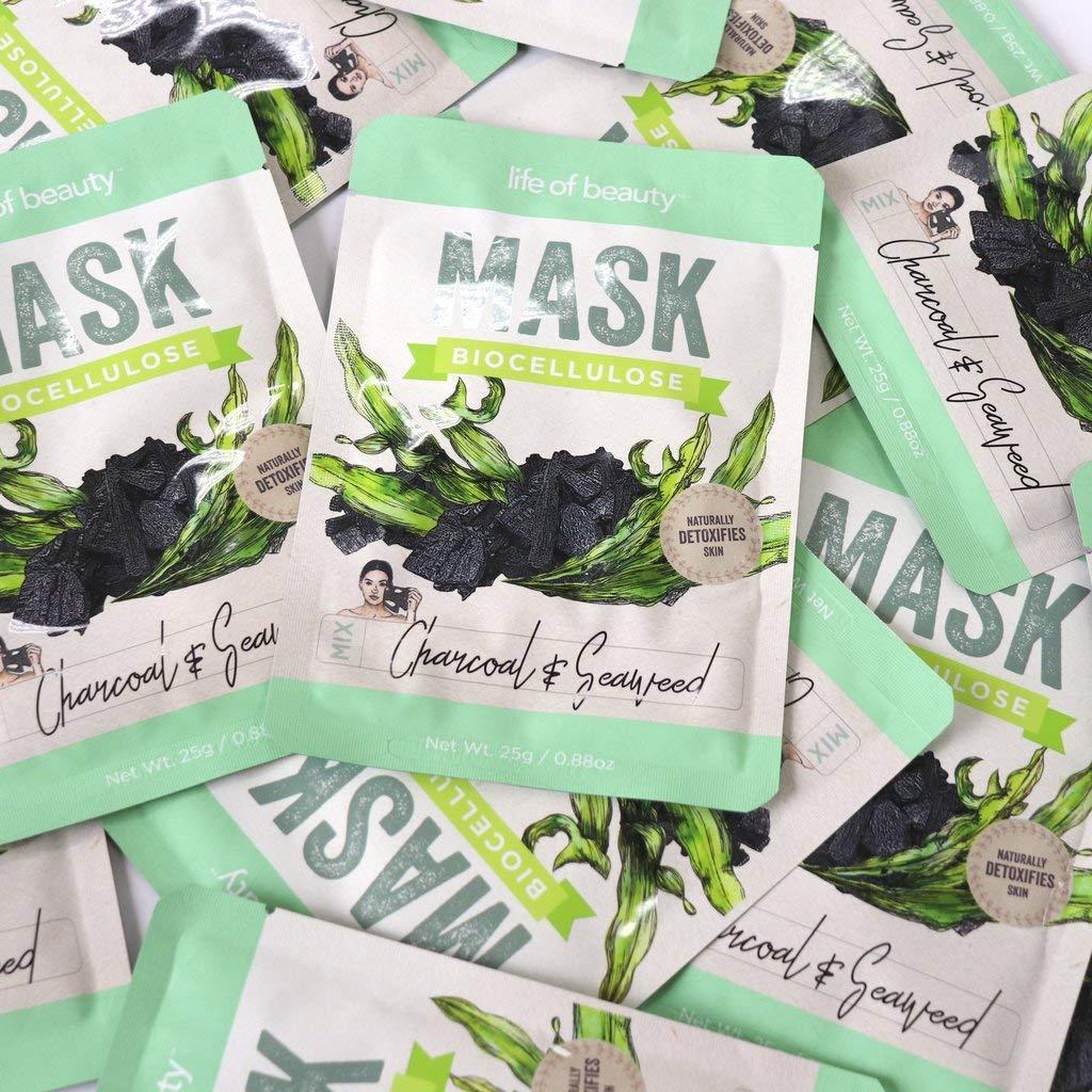 Mascarilla Facial Biocelulosa Coreana Life of Beauty con Colágeno y Carbón