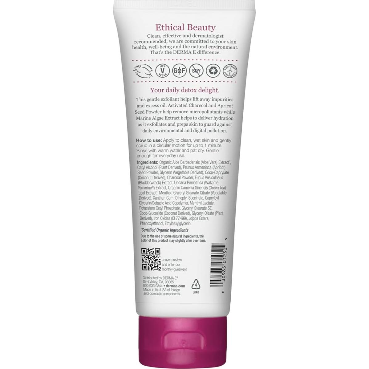 Exfoliante Facial DERMA E Detox Diario con Carbón Activado 113g