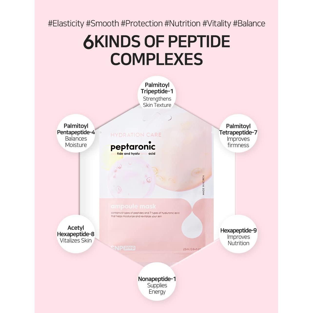 Máscara Facial SNP Peptaronic con Pétidos y Ácido Hialurónico - 10 Hojas