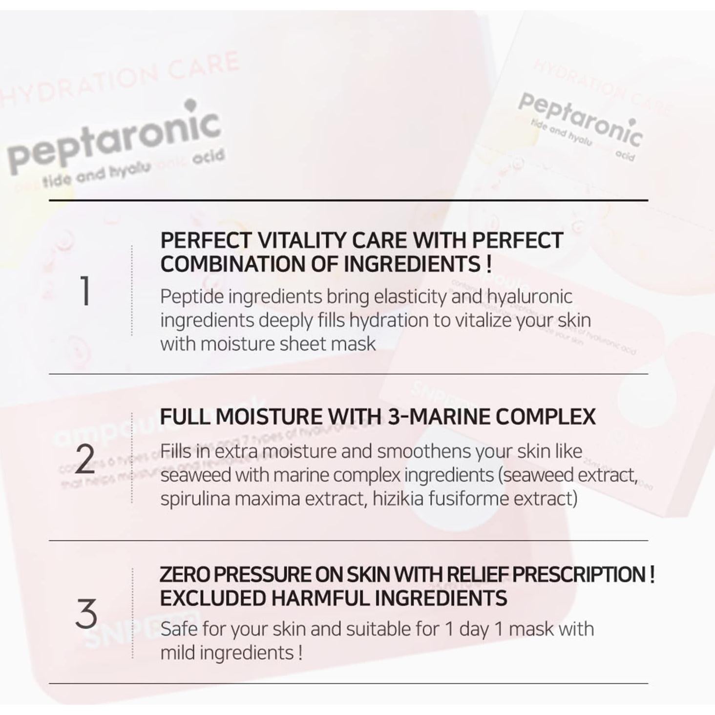 Máscara Facial SNP Peptaronic con Pétidos y Ácido Hialurónico - 10 Hojas
