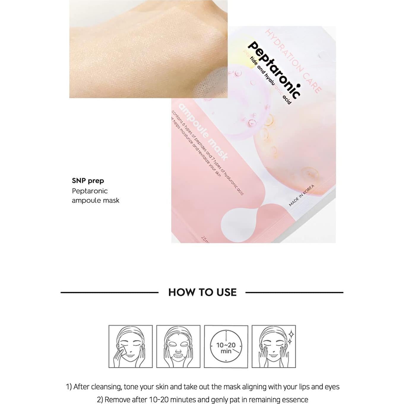 Máscara Facial SNP Peptaronic con Pétidos y Ácido Hialurónico - 10 Hojas