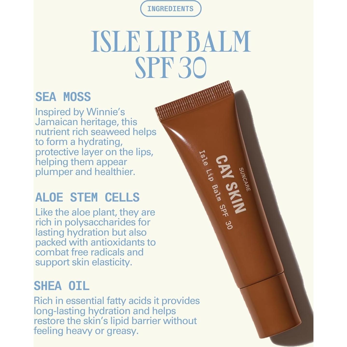 Bálsamo Labial Isle Cay Skin SPF 30 - Hidratante Sabor Vainilla