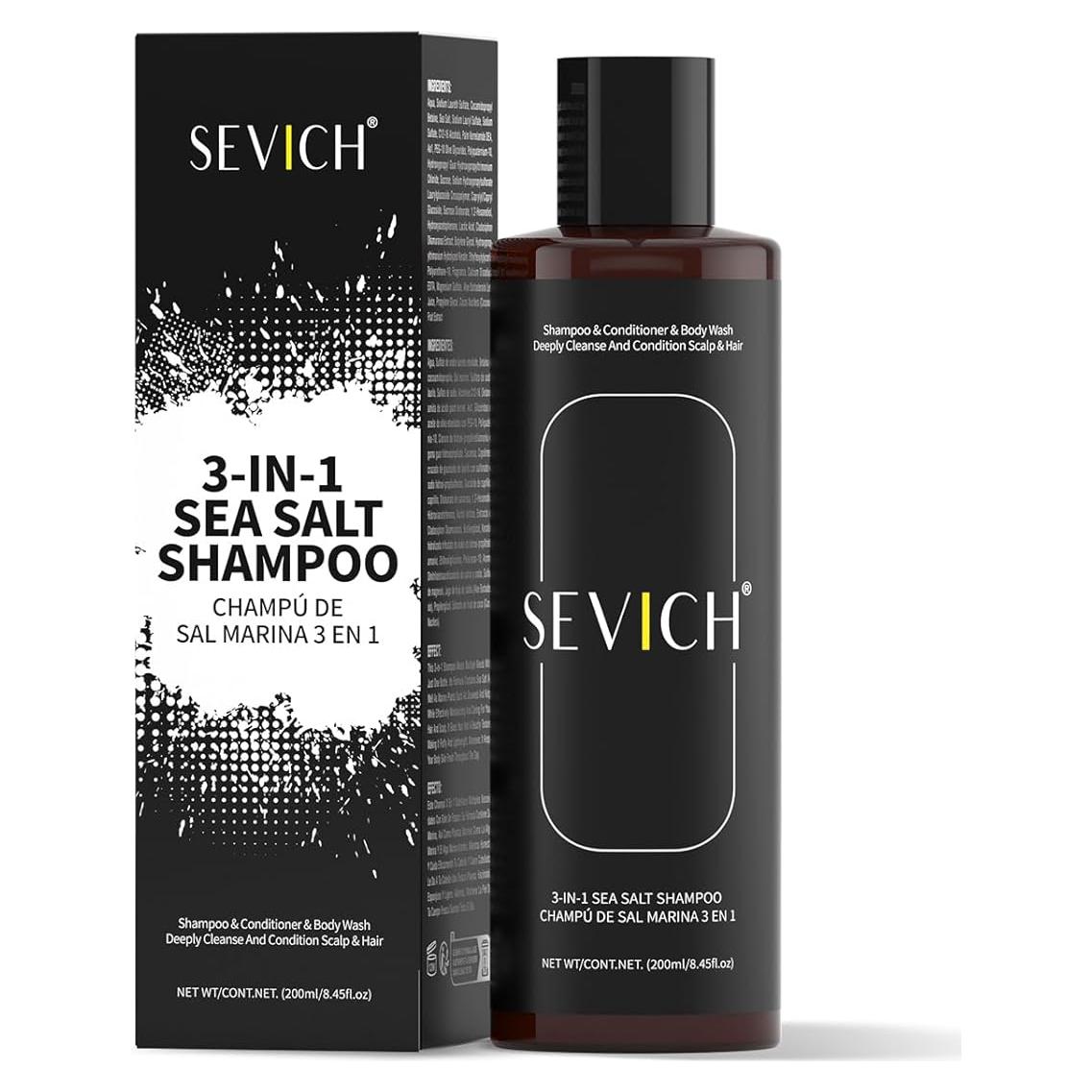 Champú 3 en 1 SEVICH Sal Marina 200ml - Acondicionador y Gel de Ducha