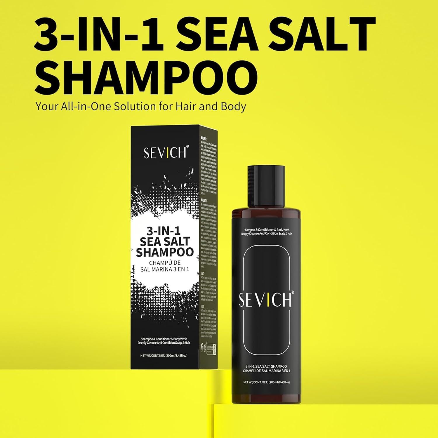 Champú 3 en 1 SEVICH Sal Marina 200ml - Acondicionador y Gel de Ducha