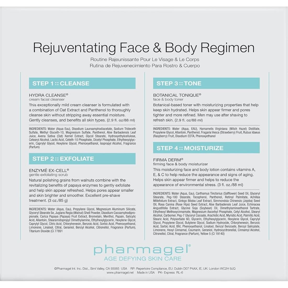 Kit Regimen Básico Rejuvenecedor Pharmagel 4 Piezas