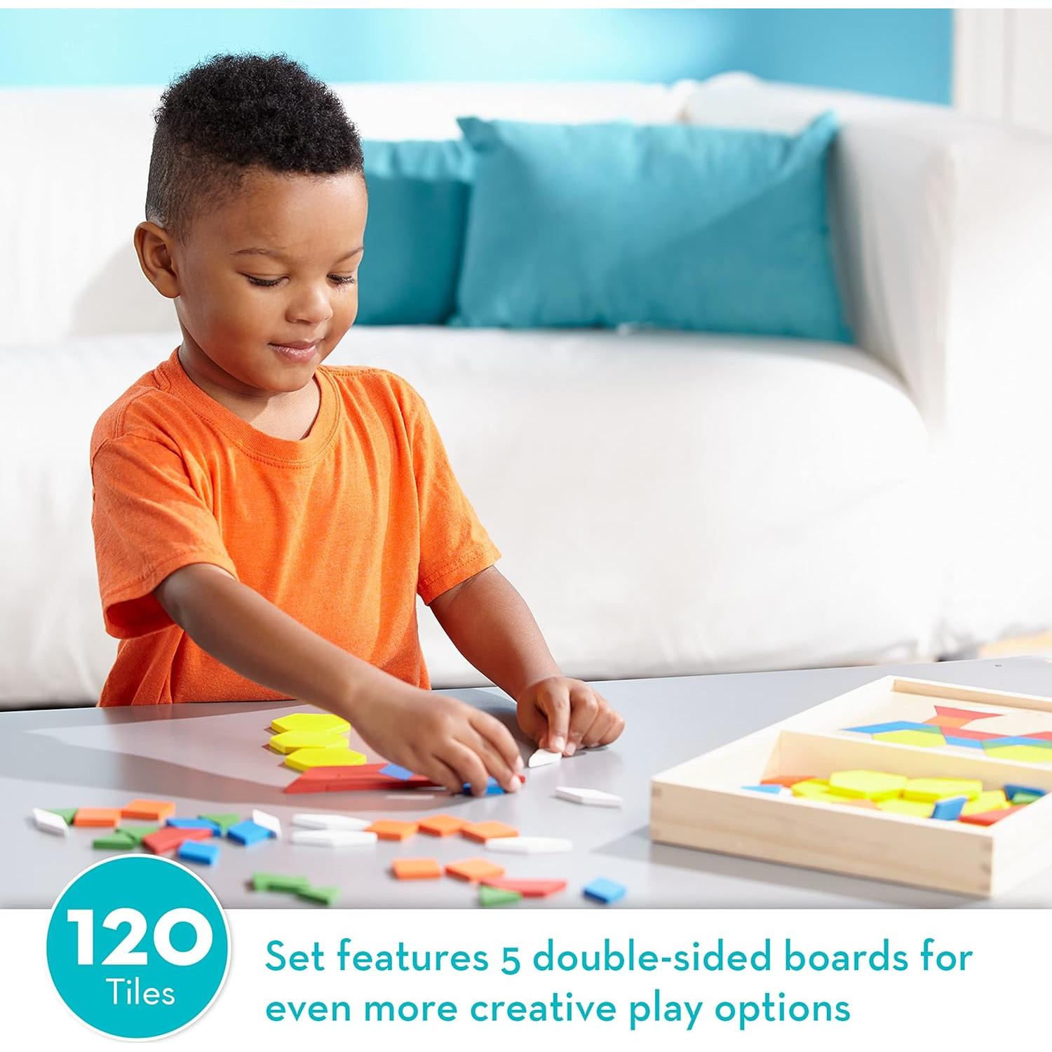 Bloques de Patrones Melissa & Doug - Juguete de Madera 120 Piezas