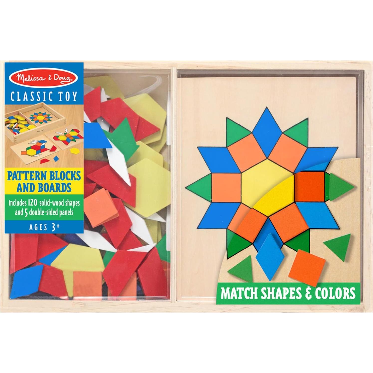 Bloques de Patrones Melissa & Doug - Juguete de Madera 120 Piezas