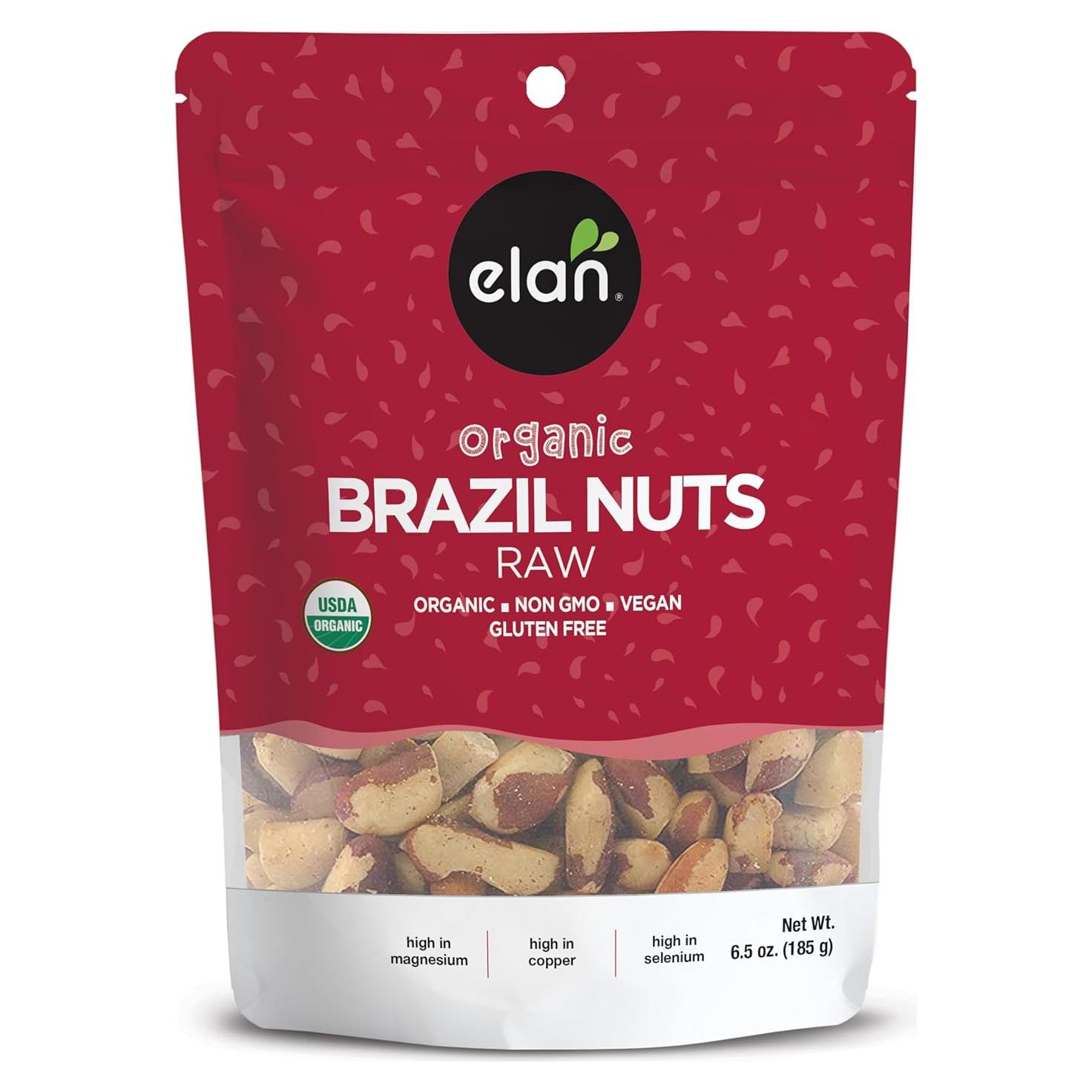 Nueces de Brasil Orgánicas Elan 184 g - Sin Cáscara, Veganas