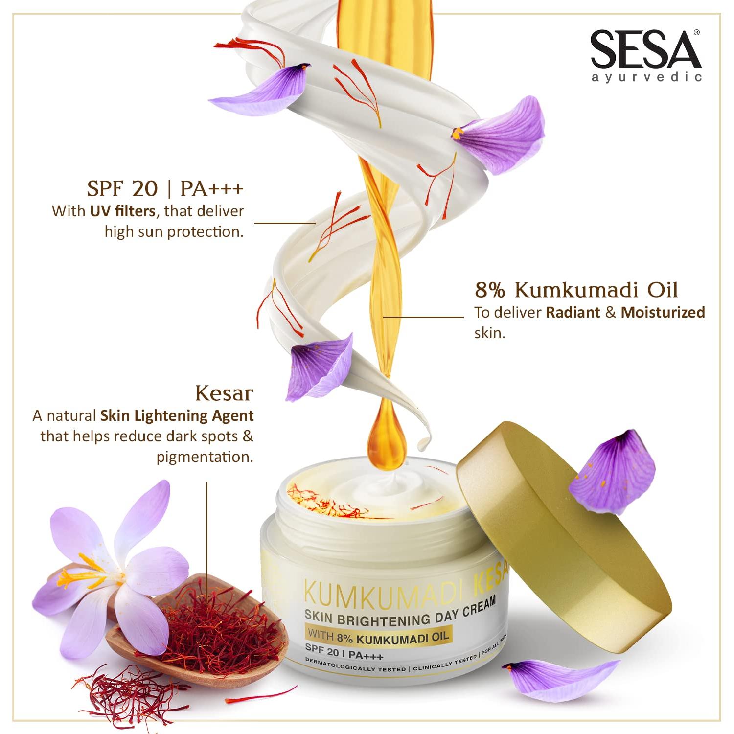 Crema de Día Kumkumadi Kesar Sesa 50g Hidratante SPF 20