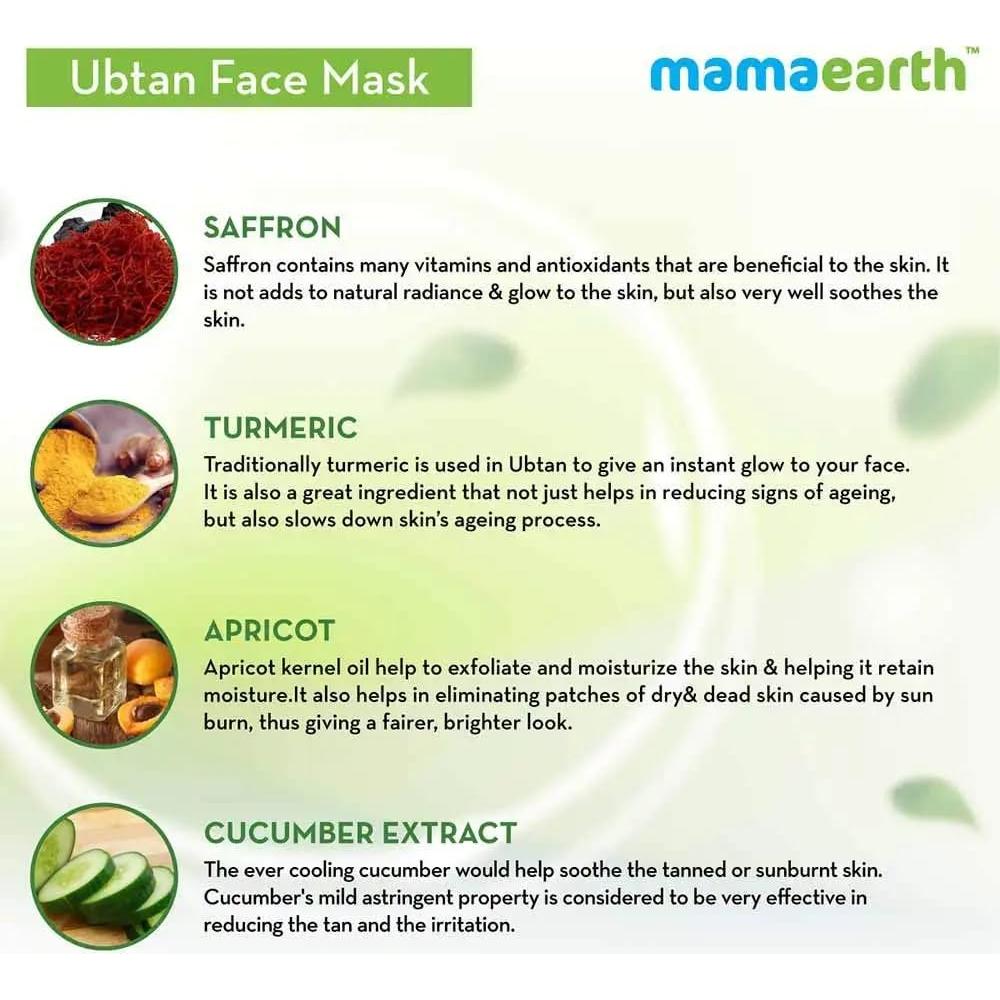 Kit Facial Mamaearth Ubtan 3 en 1: Limpiador, Exfoliante y Mascarilla