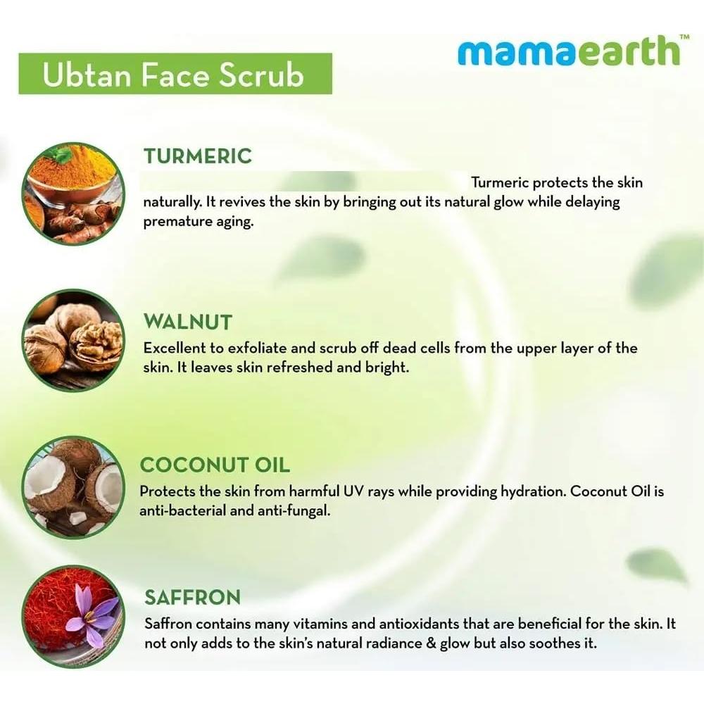 Kit Facial Mamaearth Ubtan 3 en 1: Limpiador, Exfoliante y Mascarilla