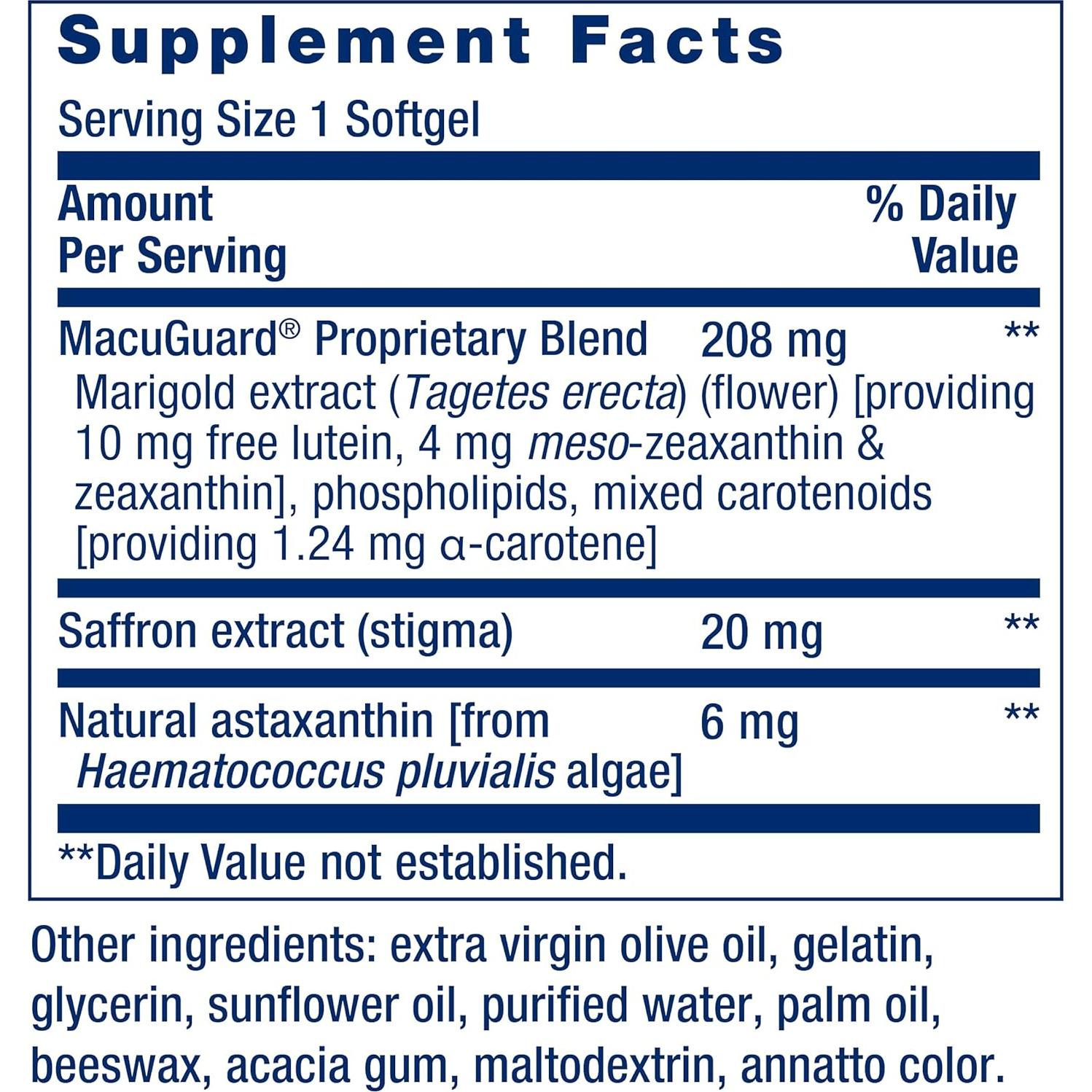 Suplemento Ocular Life Extension MacuGuard 60 Gelatinas Blandas