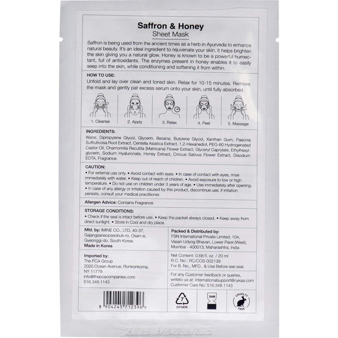 Máscara de hoja burbujeante Nykaa Naturals 19 g - Azafrán y Miel