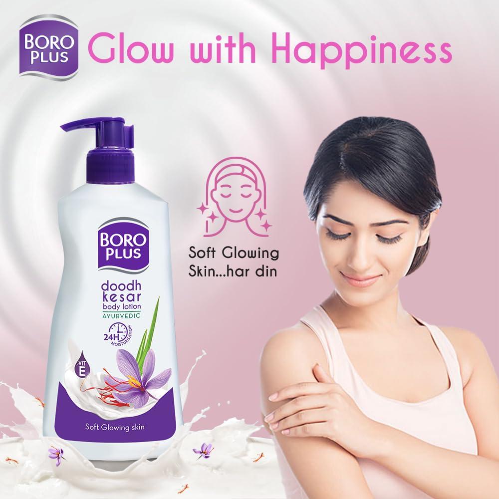 Loción Corporal Boroplus Doodh Kesar 400ml - Hidratante Natural