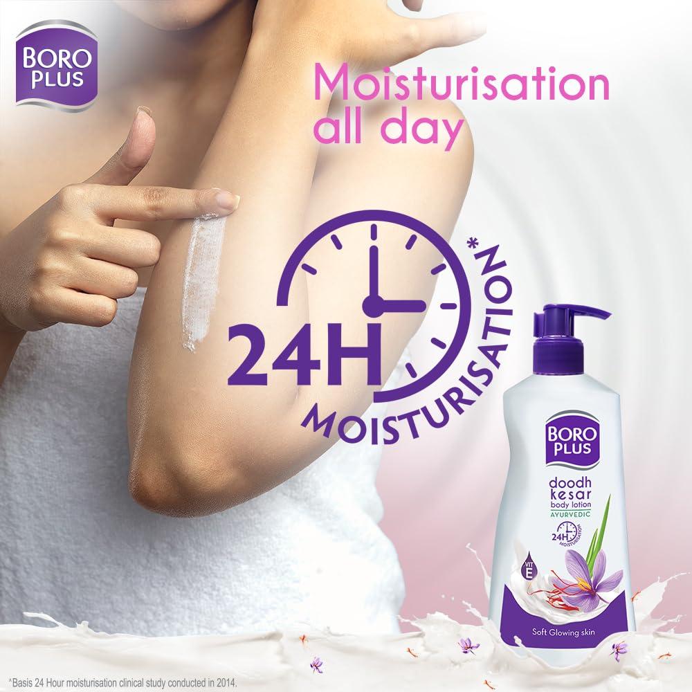 Loción Corporal Boroplus Doodh Kesar 400ml - Hidratante Natural