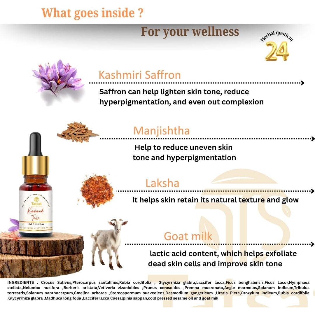 Aceite Kumkumadi Taila Tatsat 10 ml - Ilumina y Rejuvenece