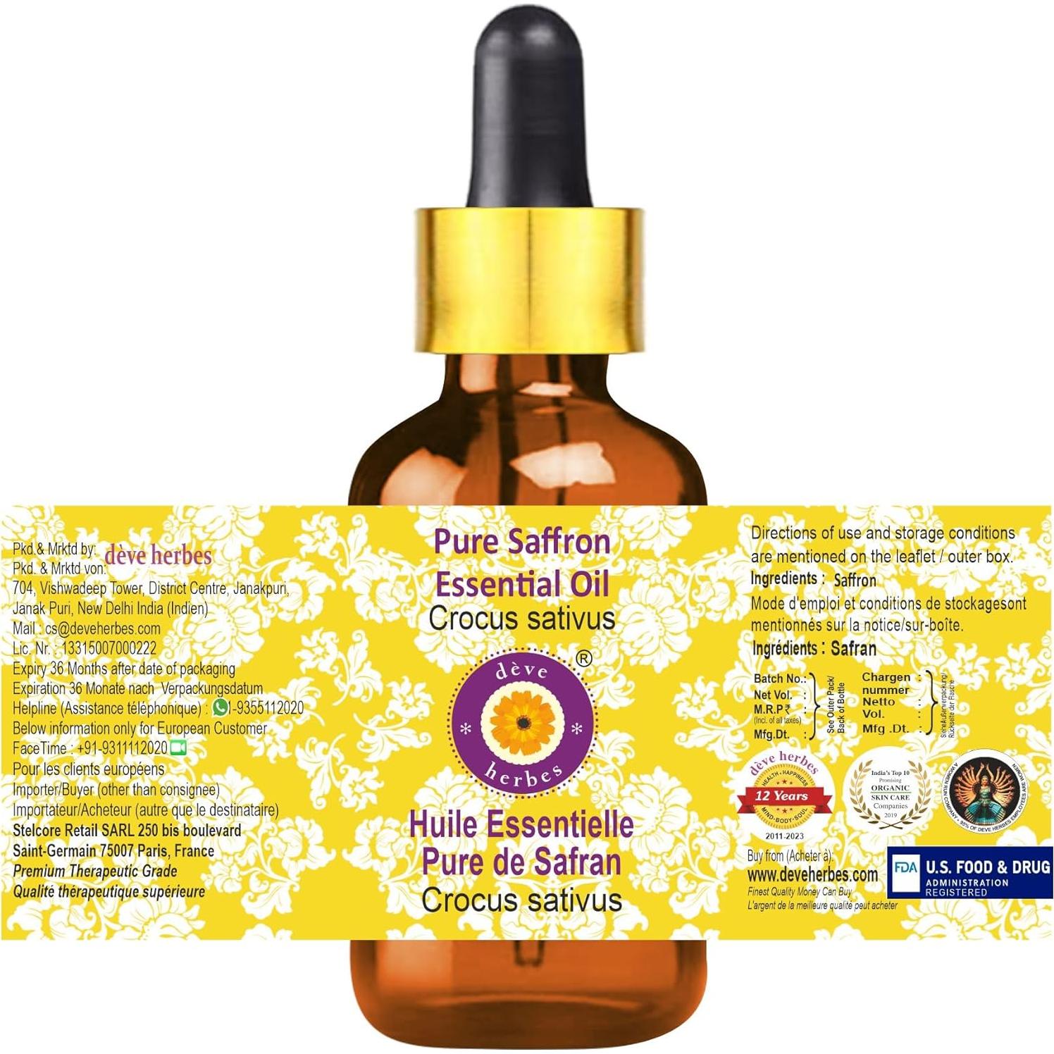 Aceite Esencial de Azafrán Deve Herbes 2ml Puro y Ligero