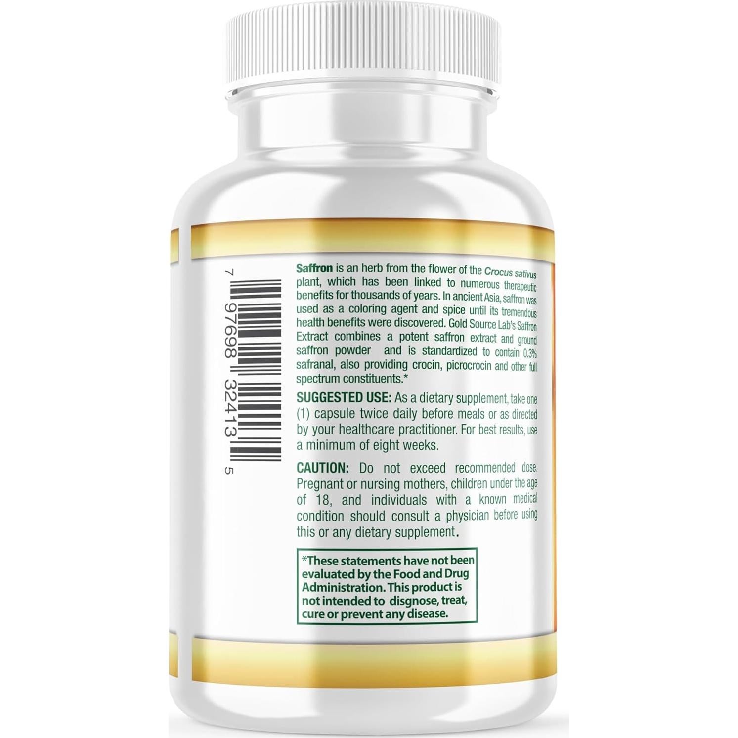 Suplemento de Azafrán Puro Gold Source Labs 60 Cápsulas 88.25 mg