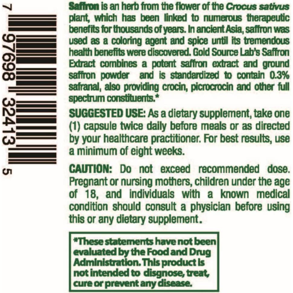 Suplemento de Azafrán Puro Gold Source Labs 60 Cápsulas 88.25 mg