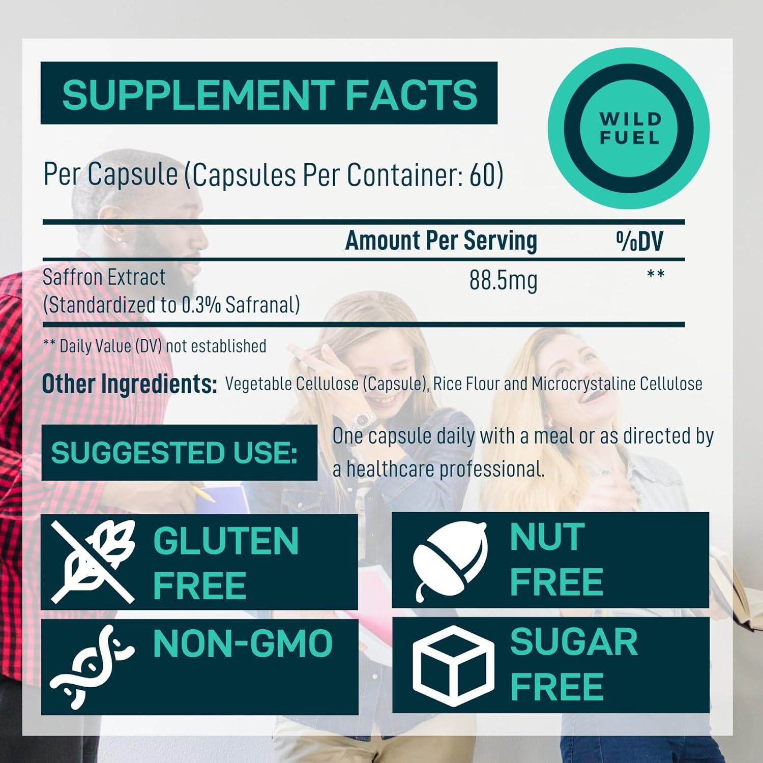 Suplemento de Azafrán Wild Fuel - 60 Cápsulas Antioxidantes