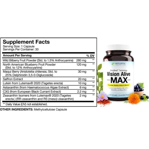 Suplemento Ocular Vision Alive Max 30 Cápsulas Naturales