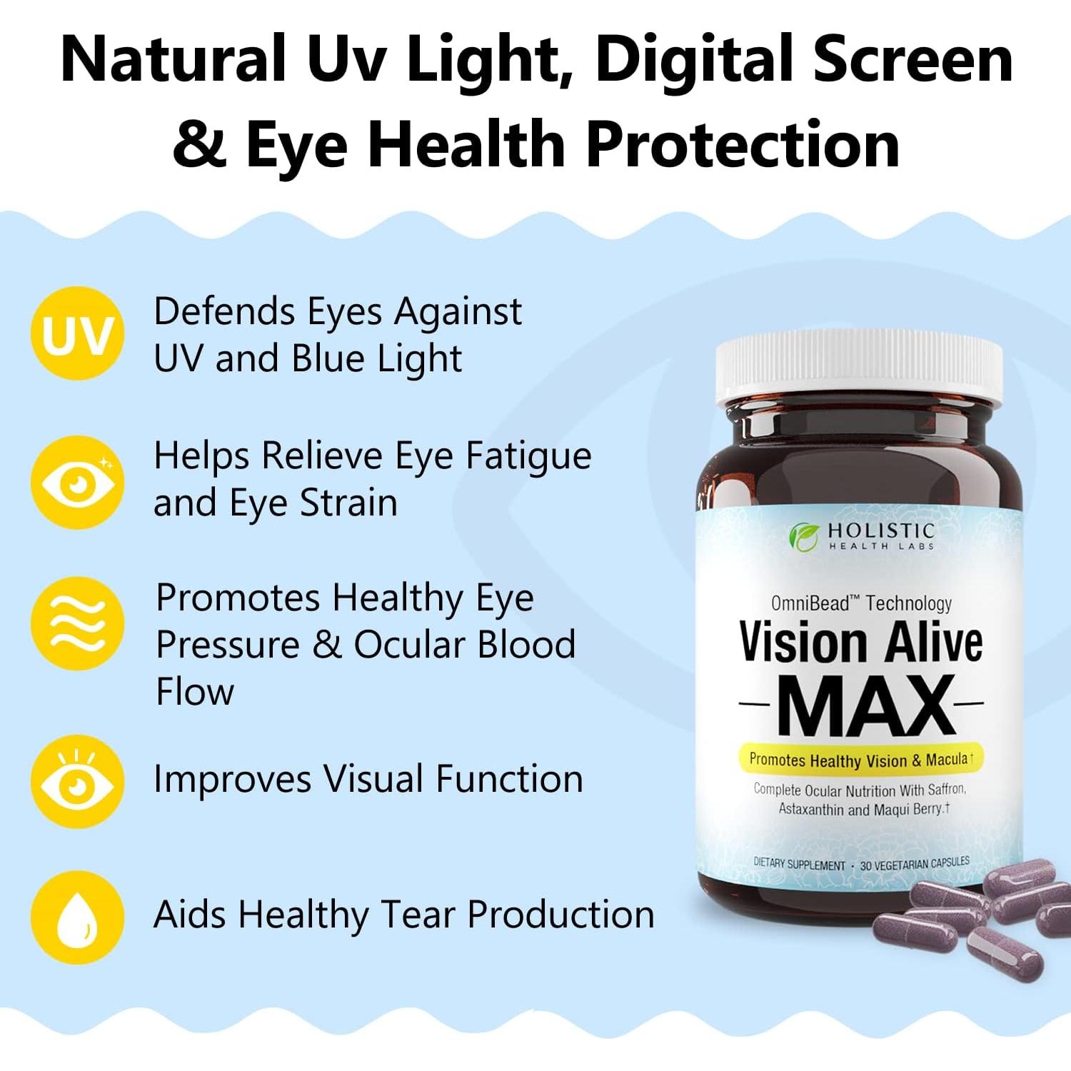 Suplemento Ocular Vision Alive Max 30 Cápsulas Naturales